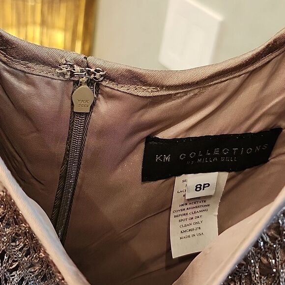 KM collection size 8P long formal dress and jacket taupe gold champagne color - Picture 8 of 16